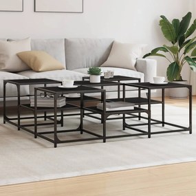 Tavolino Da Salotto Nero 121x121x40 Cm İn Legno Multistrato /