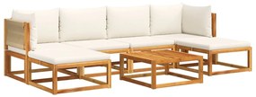 Set divano da giardino 7 pz con cuscini legno massello acacia