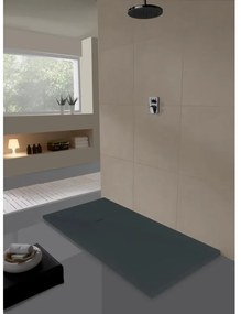 Piatto doccia ultrasottile MOLDCOM COMPOSITES in resina Cosmos Stone L 75 x L 210 x H 4 cm nero opaco