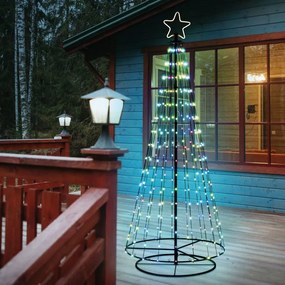 Figura natalizia illuminata conico nero 304 lampadine multicolore H 200 cm