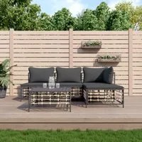 Set Divani da Giardino 5 pz con Cuscini Antracite in Polyrattancod mxl 76573