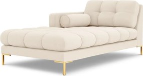 Chaise longue Bali in tessuto strutturato con gambe oro - L185cm