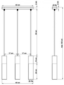 Lampadario a Sospensione in Legno e Acciaio 3xGU10 PABLO 3 Bianco