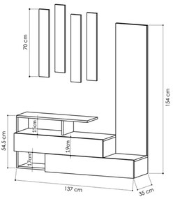 Mobile ingresso con scarpiera e specchio Ramda bianco e rovere