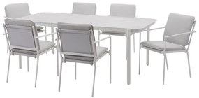 Set tavolo e sedie Sigma NATERIAL in acciaio bianco per 6 persone