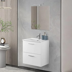 Mobile bagno sospeso 60 bianco lucido con lavabo e specchio   Miami