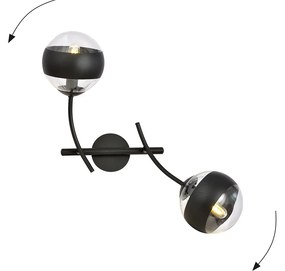 Applique Contemporaneo Oceano Acciaio Nero 2 Luci E14 Ip20