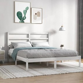 Letto Senza Materasso Bianco 140x190 Cm Legno Massello Di Pino /