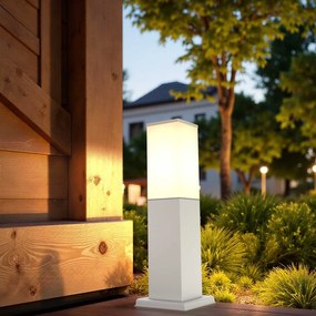 Paletto da Giardino 40cm, Acciaio INOX, Bianco, IP54, Base E27 Base E27