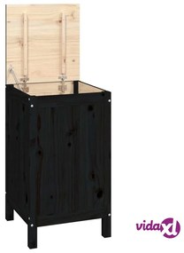 vidaXL Contenitore per Bucato Nero 44x44x76 cm Legno Massello Pino