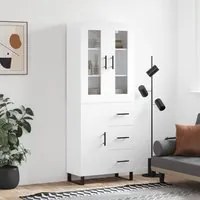 Credenza Bianco Lucido 69,5x34x180 cm in Legno Multistrato 3198491