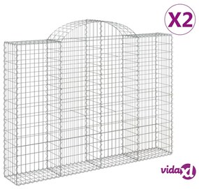 vidaXL Cesti Gabbioni ad Arco 2 pz 200x30x140/160 cm Ferro Zincato