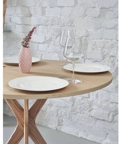 Tavolo da pranzo rotondo con piano effetto frassino allungabile 45x90 cm Jubi – Ragaba