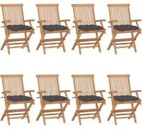 Sedie da Giardino con Cuscini Antracite 8 pz in Massello di Teak 3072904