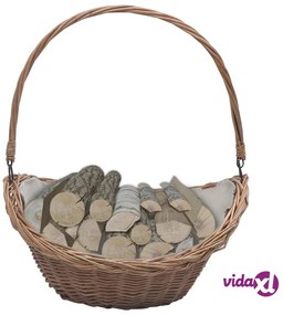 vidaXL Cesta Legna da Ardere con Manico 57x46,5x52cm Marrone in Salice