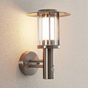 Lindby applique da esterni LED Gregory, sensore, acciaio inox, IP44