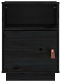 Comodino Nero 40x34x55 cm in Legno Massello di Pino