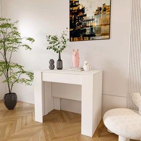 Tavolo Consolle Allungabile New York Fino A 2.37 Metri, Tavolo 10 Posti Salvaspazio Multiposizione, Design Moderno Ed Elegante, Consolle per Casa E Ufficio, 78 x 51 x 90 cm, Colore Bianco Lucido