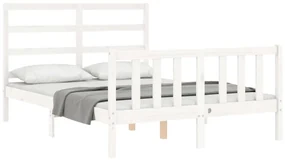 Giroletto con testiera bianco 140x190 cm in legno massello