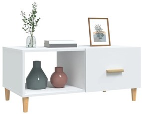 Tavolino da salotto bianco 89,5x50x40 cm in legno multistrato