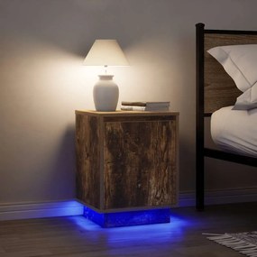 Comodini Con Luci A Led 2 Pz Rovere Fumo 38x34x50 Cm /