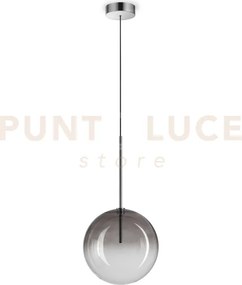 Equinoxe sospensione in vetro fume' e cromo 1 luce attacco g4 d.25cm