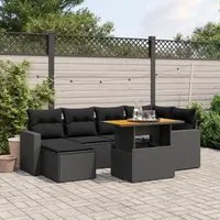 Set Divani da Giardino con Cuscini 7pz Nero Polyrattan 3275589