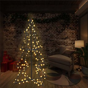 Albero di Natale a Cono con LED per Interni Esterni, Albero di Natale a Cono 160 LED per Interni Esterni 78x120 cm