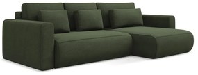 Divano angolare color kaki allungabile/con contenitore (con penisola a destra/con chaise lounge) Kapua – Makamii
