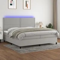 Letto a Molle Materasso e LED Grigio Chiaro 200x200 cm Tessuto 3134821