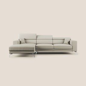 Blade Divano moderno angolare con poggiatesta reclinabili in Ecopelle T04 tortora