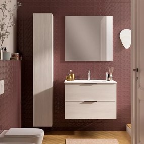 Mobile bagno sospeso con lavabo L 80 x H 55 x P 45 cm larice bianco 2 cassetti per vasca centrale Jnka