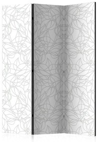 Paravento design Intreccio vegetale - linee grigie su sfondo bianco