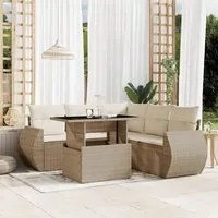 Set Divano da Giardino 6 pz con Cuscini Beige in Polyrattan 3268528