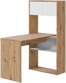 Scrivania Libreria Moderna Doppia Configurazione Reversibile Bianco E Rovere