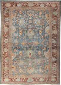 Mahal Tappeto 260 x 360 Blu (Iran) Annodato A Mano