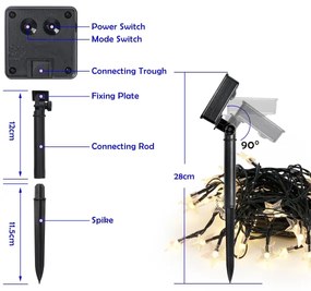 Brilagi - Catena decorativa solare a LED STARS 50xLED/8 funzioni 7m IP65 bianco caldo
