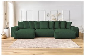 Divano angolare verde con rivestimento in velluto a coste Voltaire – Bobochic Paris