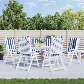 Cuscini Sedia Schienale Alto 6 Pz Bianco E Blu Tessuto Oxford /