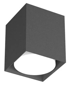 Plafoniera Moderna Cubica Plate Metallo Grigio Antracite 1 Luce Gx53 10Cm