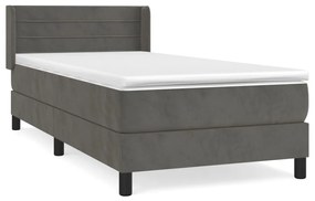 Giroletto a molle con materasso grigio scuro 80x200 cm velluto