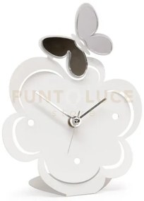 Orologio farfallina decorato bianco in ferro 13x17cmh
