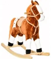 Cavallo a Dondolo per Bambini in Peluche con Suoni Marrone