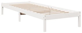 Letto extra lungo senza materasso bianco 80x220 cm in pino
