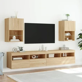 Mobile tv con luci led rovere sonoma 40,5x30x60 cm
