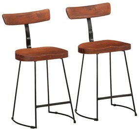 Sgabelli Da Bar 2 Pz 49x43x79 Cm İn Legno Massello Di Mango /