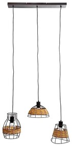 Lampadario a sospensione con filo TUNIS 4xE27/40W/230V nero/marrone