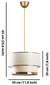 Lampadario color crema/dorato con paralume in tessuto ø 30 cm Cake – Opviq lights
