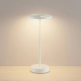Lucande Lampada da tavolo ricaricabile a LED Halona, bianco, alluminio,