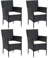 Sedie da Pranzo per Giardino 4 pz in Polyrattan Nero 310562